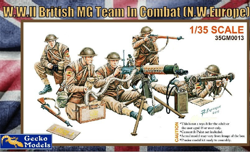 Gecko Models 35GM0013 1:35 WWII British MG Team in Combat Figure Kit (Set of 5)