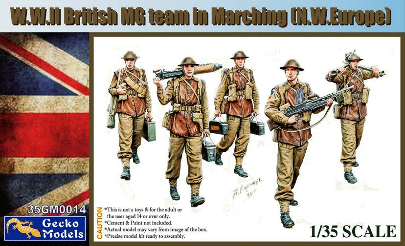 Gecko Models 35GM0014 1:35 W.W.II British MG Team In Marching Figure Kit (5)