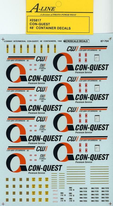 A-Line 25817 HO Con-Quest 48'' Container Decals