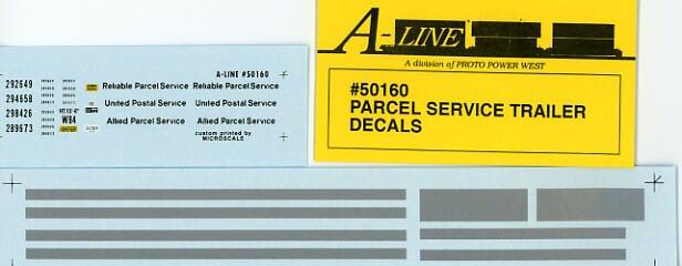 A-Line 50160 HO 28'' Parcel Service Trailer Decals