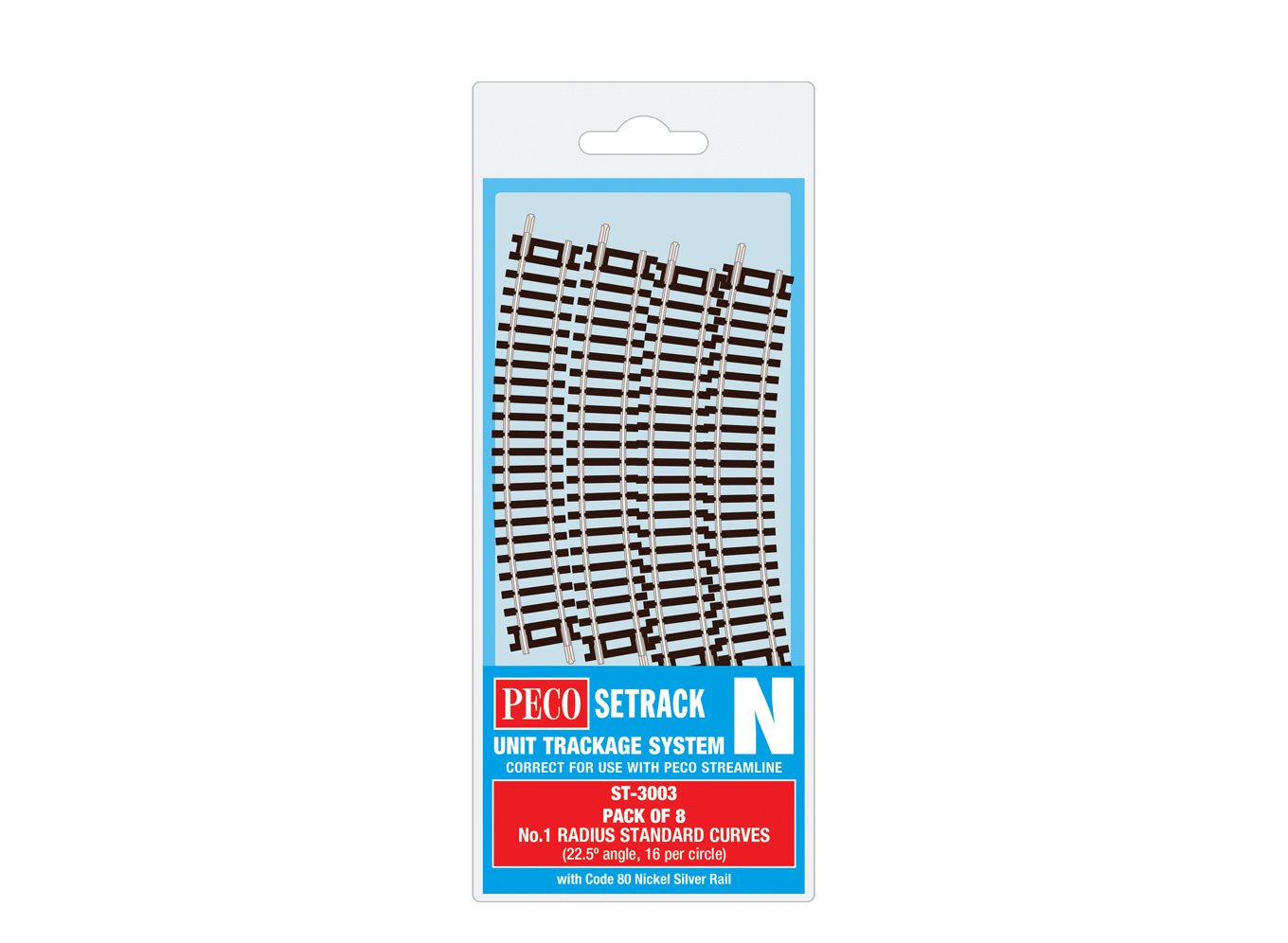 Peco ST-3003 N Code 80 1st Radius Standard Curved Track (Pack of 8)