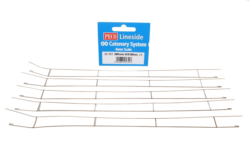 Peco LC-151 OO/HO 260 mm Catenary Contact Wires (Pack of 5)