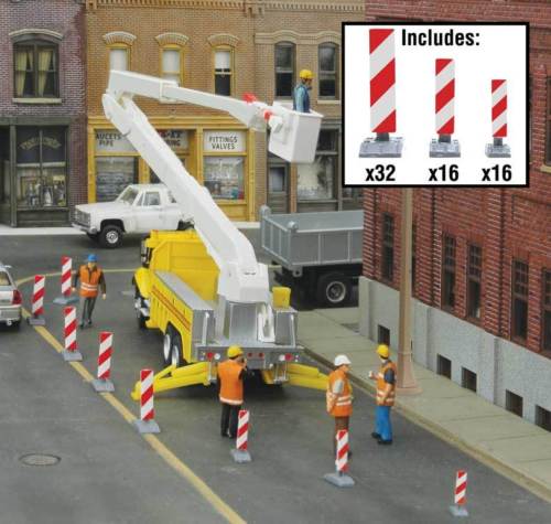 Walthers 949-4169 HO Construction Lane Markers Kit (White, Red Stripes)