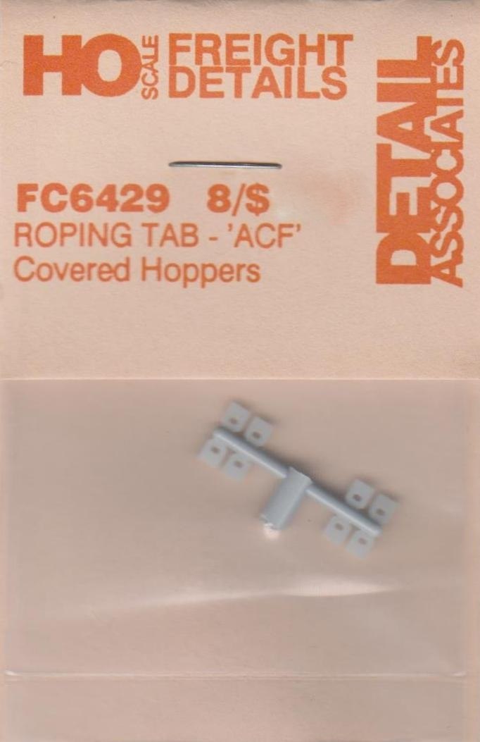 Detail Associates 6429 HO Covered Hopper Parts Roping/Lift Tab - ACF (Pack of 8)