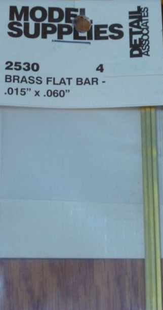 Detail Associates 2530 .015" x .060" Brass Flat Bar (Pack of 4)