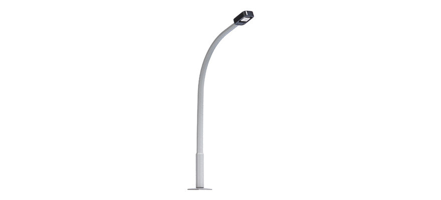 Busch 4125 HO Street Lamp with Bent Concrete Mast 75mm