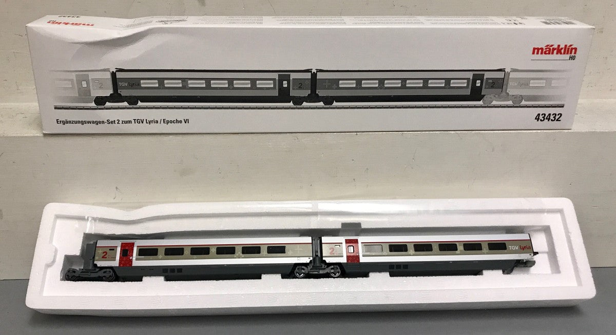 Marklin 43432 HO TGV Lyria R6/R7 Intermediate Passenger Car Add-On Set #2