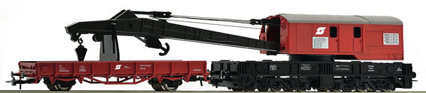 Roco 56239 HO Austrian Crane Wagon and Barrier Wagon of the OBB