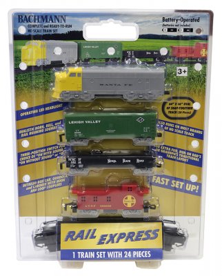 Bachmann 00958 Rail Express Battery Operated HO Gauge Diesel Freight Train Set