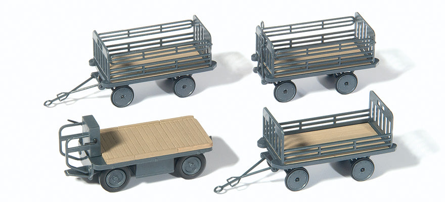 Preiser 17126 HO DB Electric Vehicle with Trailers Plastic Model Kit (Set of 4)
