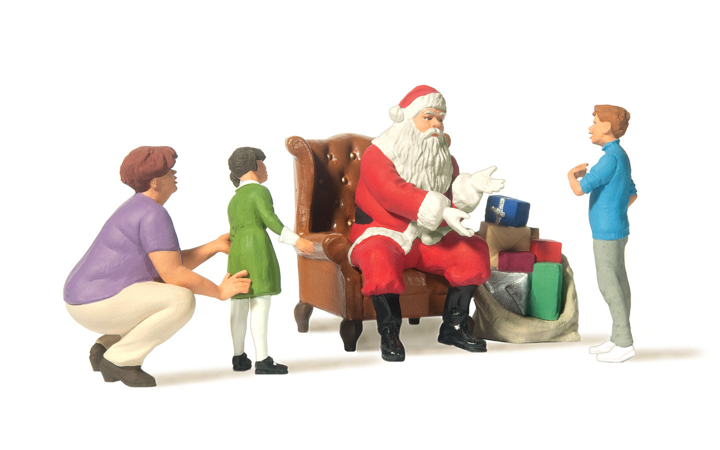 Preiser 44931 G Santa Claus in Chair, Mother w/Children Figures (Set of 4)