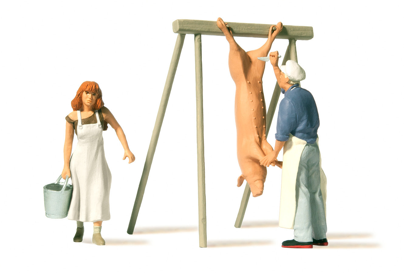 Preiser 44935 G Farm Workers Slaughtering a Pig Figures (Set of 3)