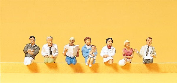 Preiser 10298 HO Seated Passengers Figures for Railway Carriages (Set of 7)
