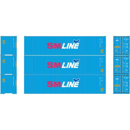 Athearn 24549 HO SM Line 40' Hi-Cube Container Ready To Run (Set of 3)