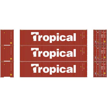 Athearn 24548 HO Tropical 40' Hi-Cube Container Ready To Roll (Set of 3)