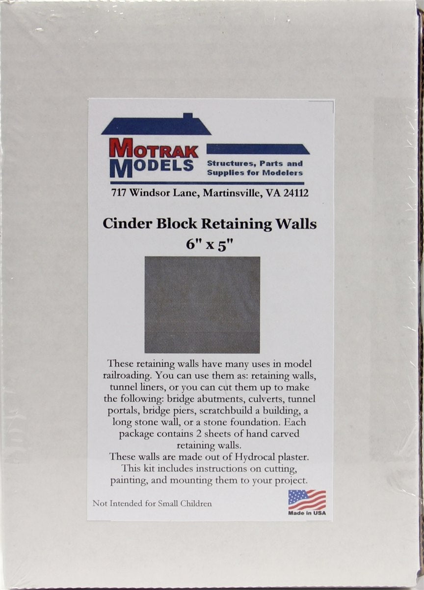 Motrak Models 82003 HO Cinder Block Retaining Walls (Pack of 2)