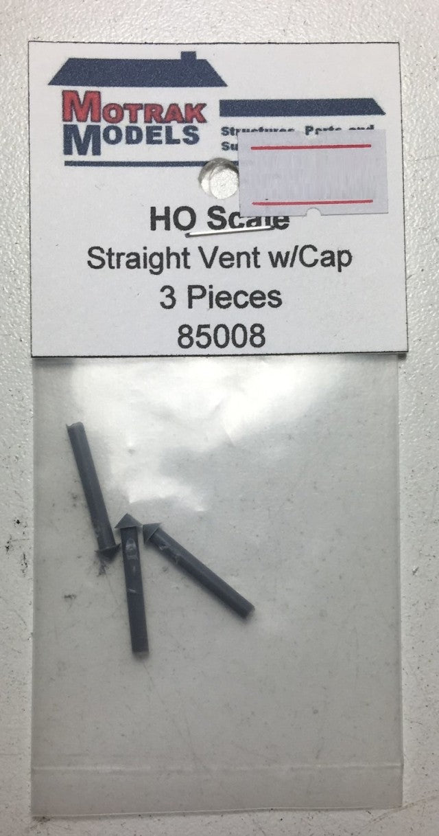 Motrak Models 85008 HO Straight Roof Vent with Cap (Pack of 3)