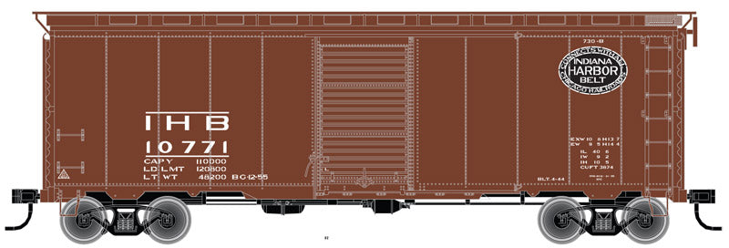 Atlas 20004771 HO Indiana Harbor Belt 40' Postwar with 6' Door Box Car #10771