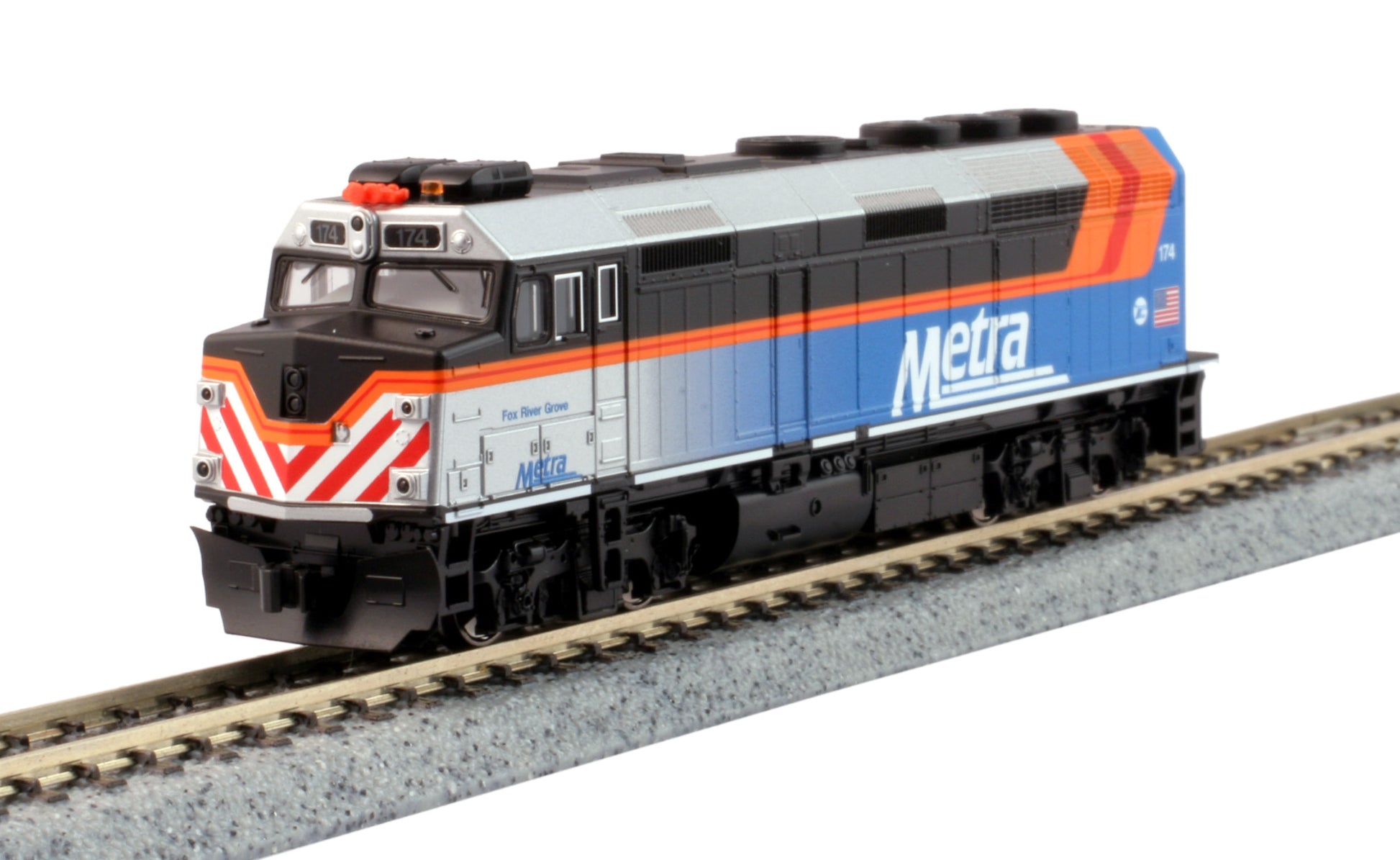 Kato 176-9105-DCC N Chicago Metra F40Ph Diesel Locomotive w/DCC #174