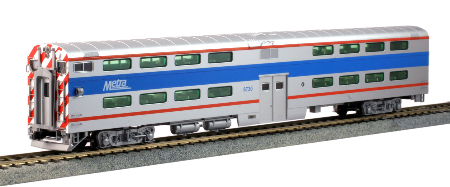 Kato 35-6027 HO Chicago Metra Pullman Bi-Level 4-Window Cab-Coach #8730