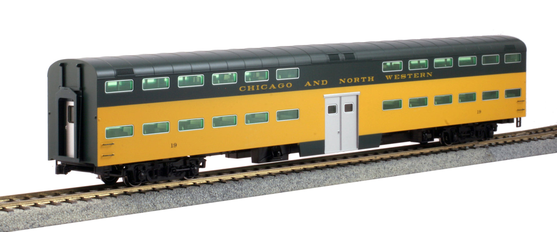 Kato 35-6043 HO Chicago & North Western Bi-Level 6-Window Coach #19