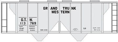 Tichy 10218 HO Grand Trunk Western 2-Bay Covered Hopper Decal