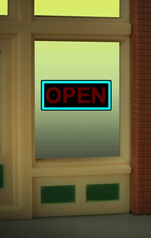 Miller Engineering 9045 HO/O OPEN Animated Neon Style Window Sign Kit