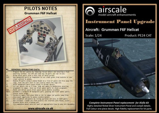Airscale Model Aircraft Enhancements 2425 1:24 F6F Panel Upgrade Photo-Etch