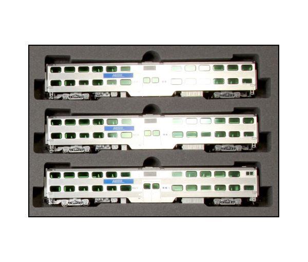 Kato 106-8702-1 N Chicago Metra Gallery Bi-Level Cars (Set of 3)