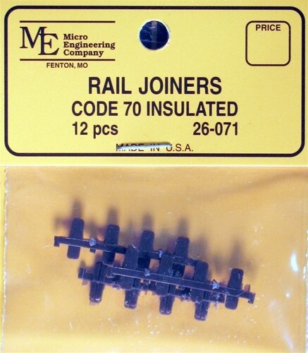 Micro Engineering 26-071 HO Code 70 Plastic Insulated Rail Joiners (Pack of 12)