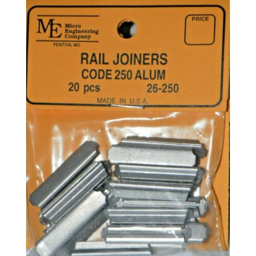 Micro Engineering 26-250 G Code 250 Aluminum Slide-on Rail Joiners (Pack of 20)