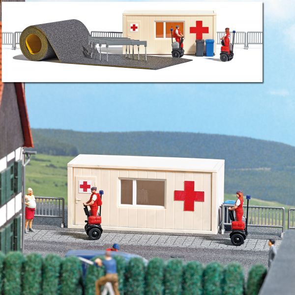 Busch 7869 HO Ambulance Station with Segways Miniature Scene