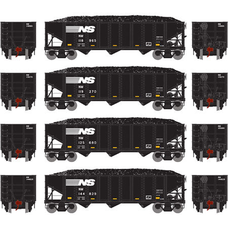 Athearn 70268 HO Norfolk Southern/NW 40' 3-Bay Ribbed Hopper with Load #1