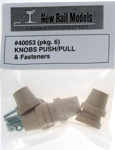 New Rail Models 40053 HO Knobs Push/Pull (Pack of 6)