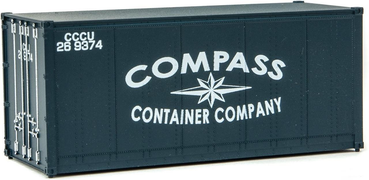 Walthers 949-8652 HO Compass Company 20' Smooth-Side Container Ready to Run