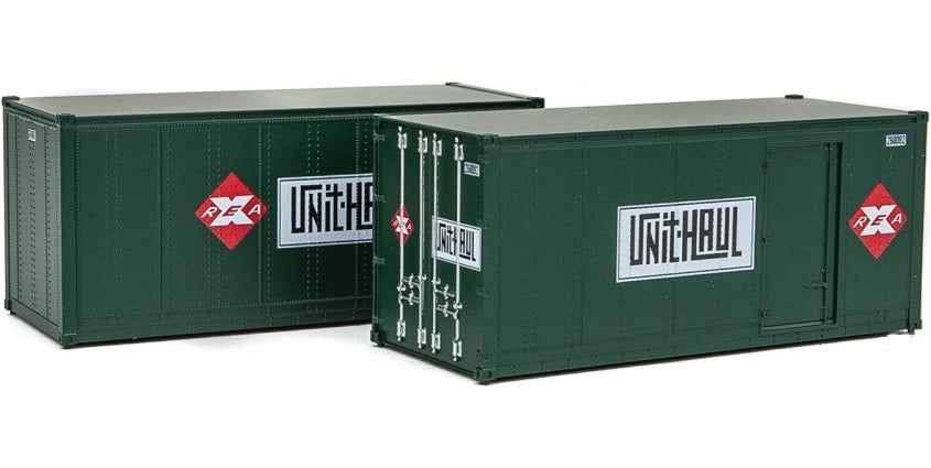 Walthers 949-8680 HO REA 20' Smooth-Side Containers w/Right Side Door (Set of 2)
