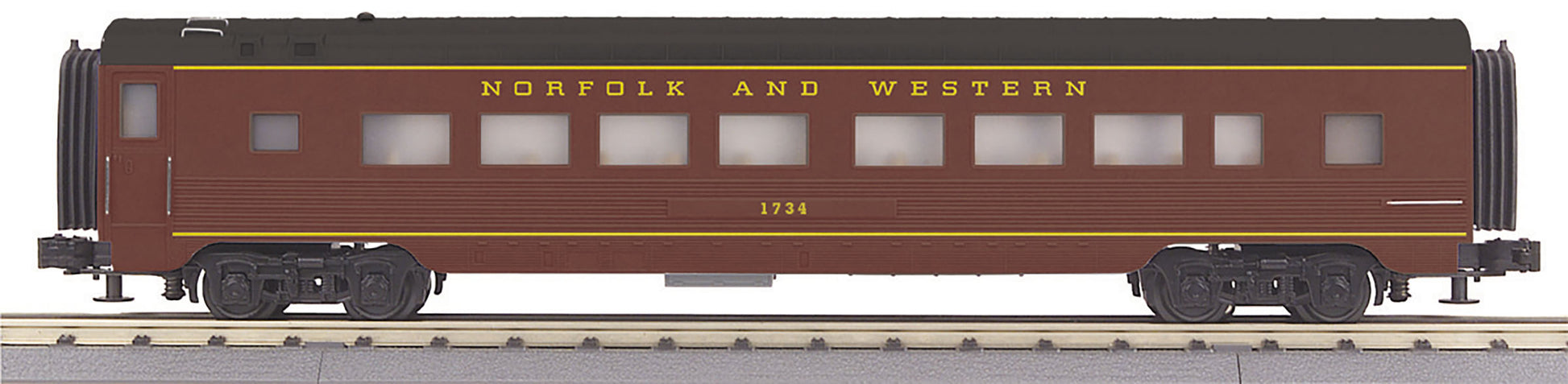 MTH 30-68116 O Norfolk & Western RailKing 60' Streamlined Coach Car #1730