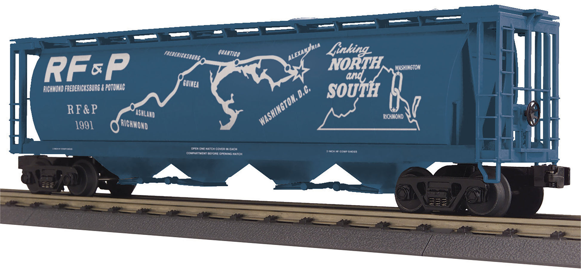 MTH 30-75631 O Richmond,Fredericksbug & Potomac 4-Bay Cylindrical Hopper Car