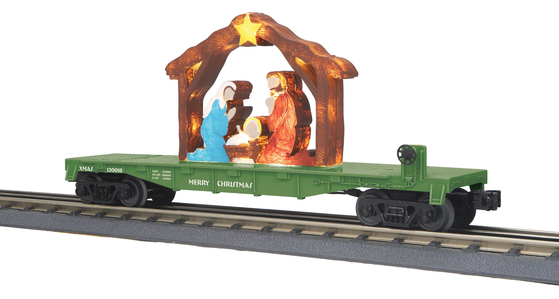 MTH 30-76768 O Christmas Flat Car with Lighted Nativity Scene