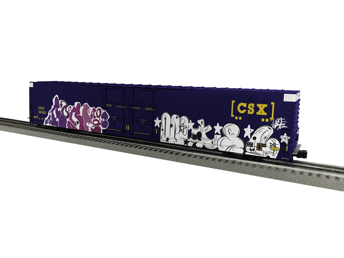Lionel 1926013 O CSX 86' 4-Door Hi-Cube Boxcar #181053/Boxcar Logo with Graffiti