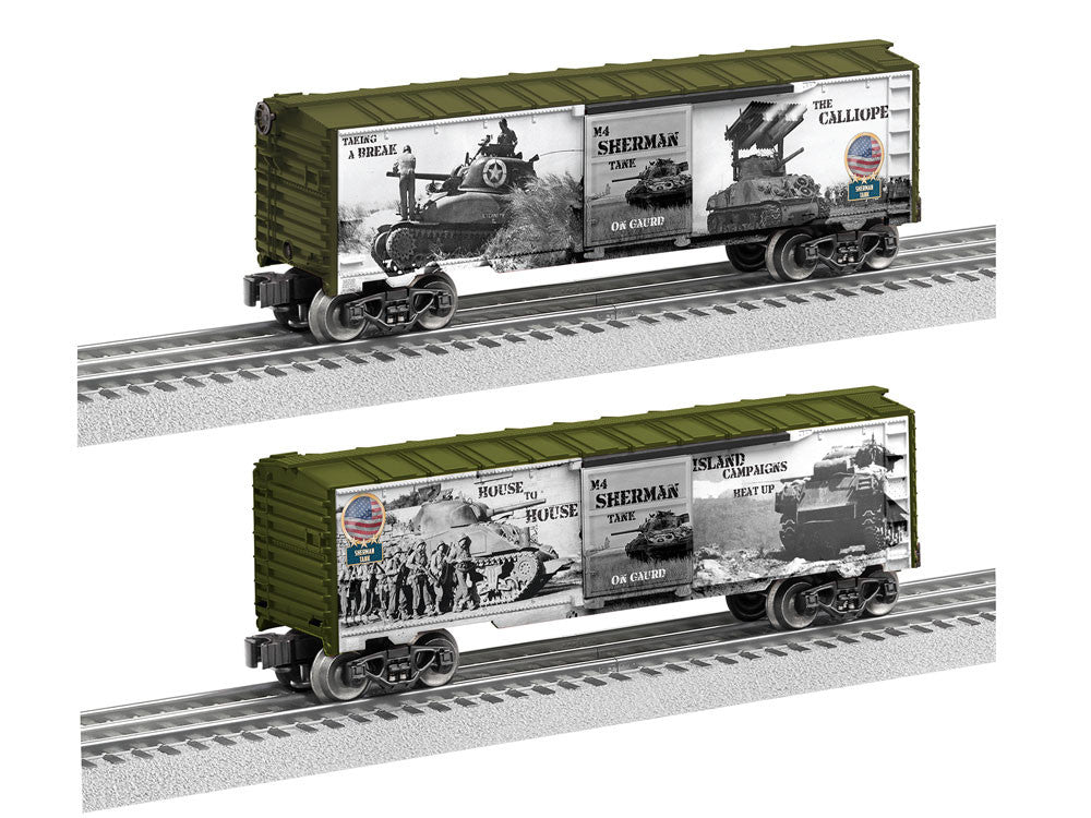 Lionel 1938220 O Gauge US Army WWII Sherman Tank Boxcar