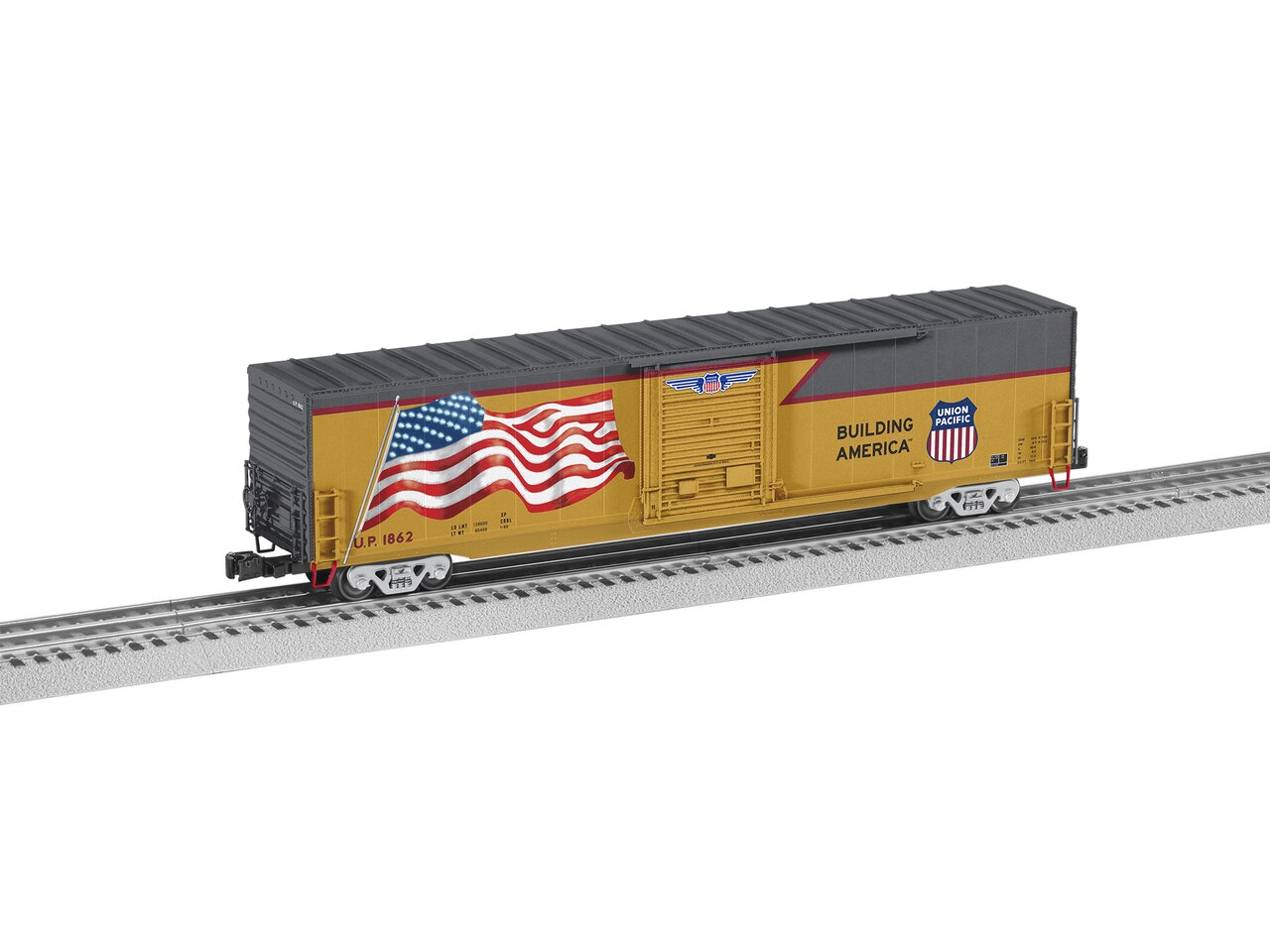 Lionel 6-85401 O Union Pacific Yellow / Gray LED Flag Boxcar #1862