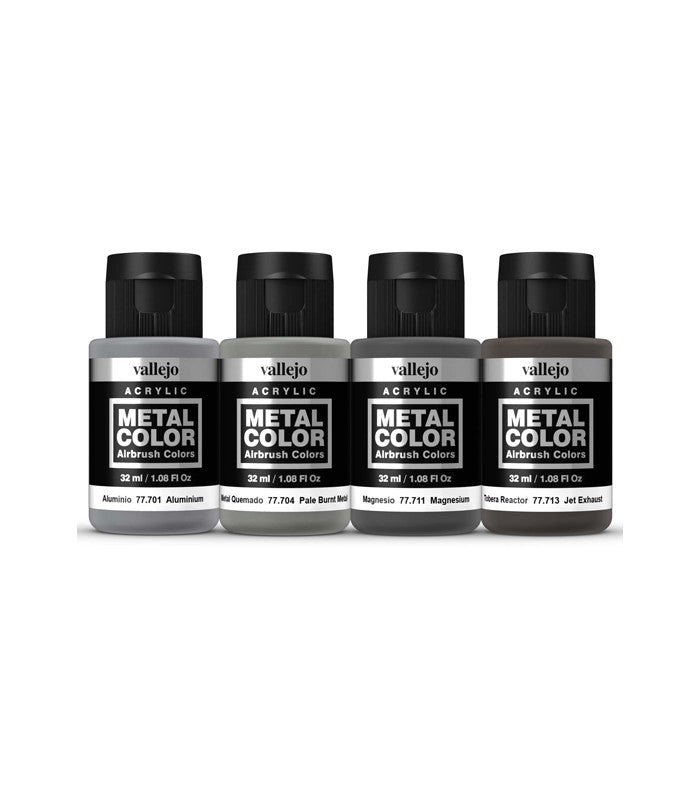 Vallejo Paint 77602 Jet Exhaust Metal Color Paints - 32 ml. Bottle (Set of 4)