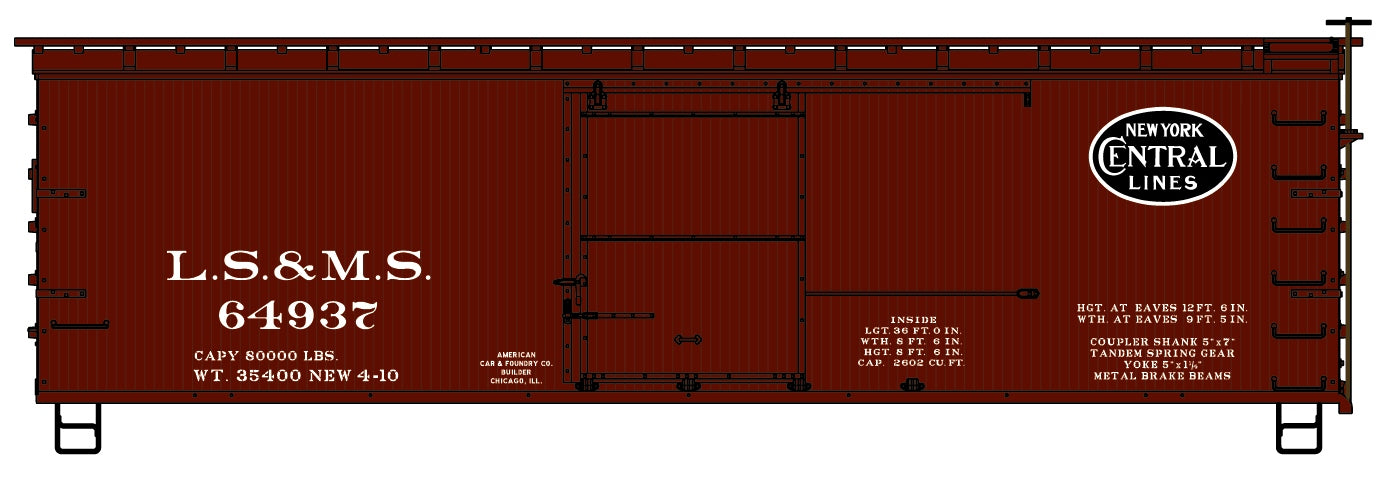 Accurail 1709 HO Lake Shore & Michigan Southern 36' Double Sheath Wood Boxcar