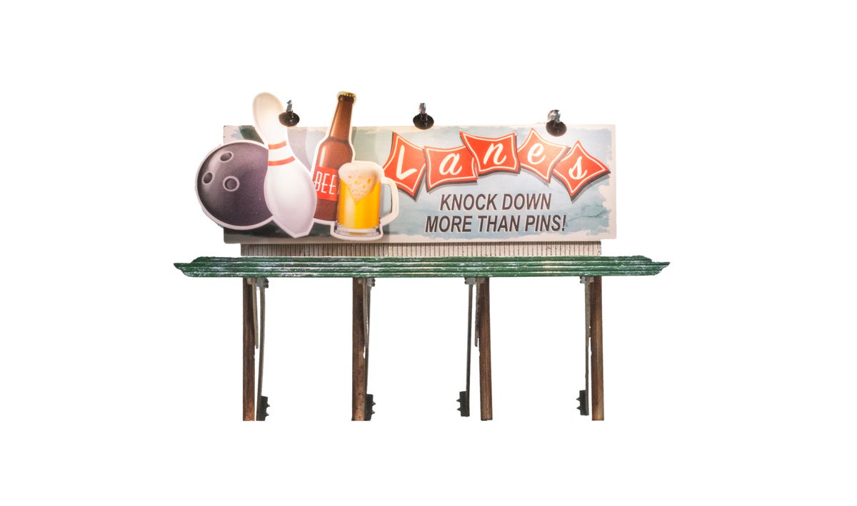 Woodland Scenics JP5796 HO Just Plug Lanes Bowling & Bar Billboard