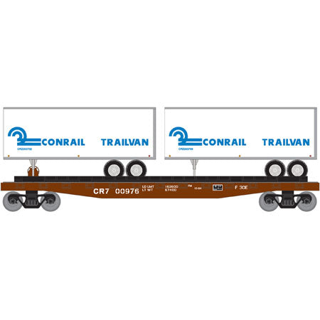 Roundhouse 7897 HO Conrail 50' Flat with 2 25' Trailer #3