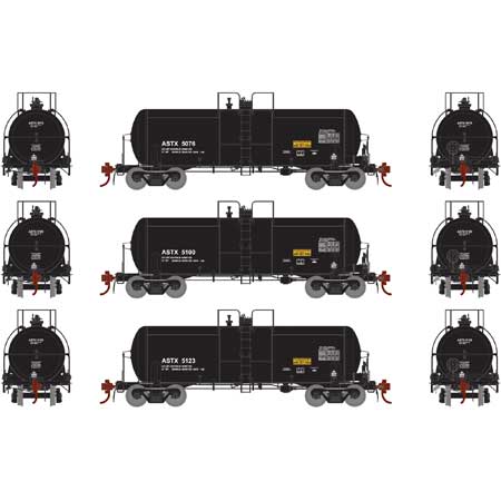 Athearn G17869 HO ASTX 13,600-Gallon Acid Tank (Set of 3)