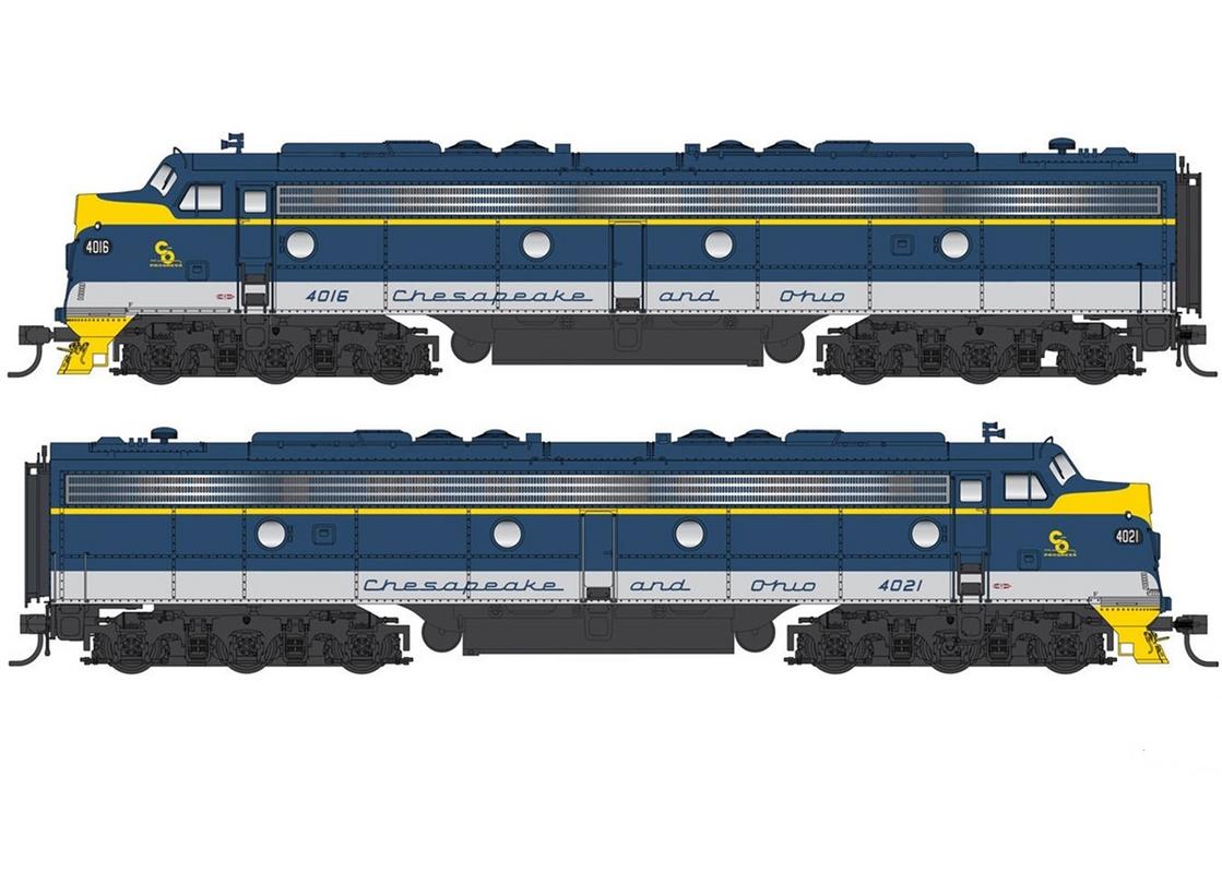 Walthers 920-49361 HO Chesapeake & Ohio EMD E8A-A Set Diesel Loco #4018, 4027