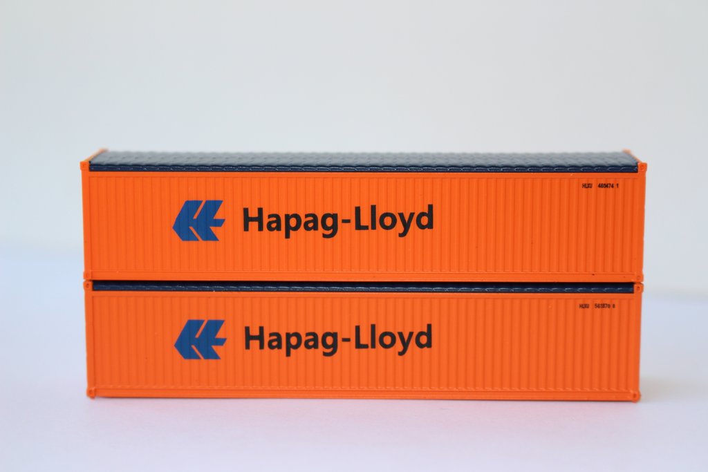 JTC Model Trains 402402 N Hapag-Lloyd 40' Canvas/Open Top Container (Pack of 2)
