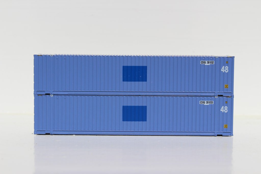 JTC Model Trains 485005 N CSXU 48'' High Cube 3-42-3 Containers w/Magnetic Syste